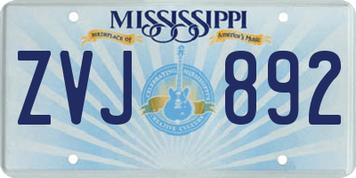 MS license plate ZVJ892