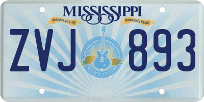 MS license plate ZVJ893