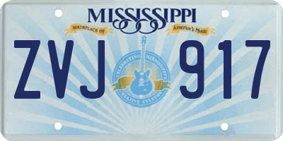 MS license plate ZVJ917