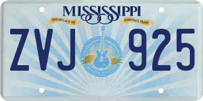 MS license plate ZVJ925