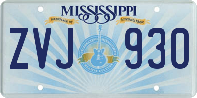 MS license plate ZVJ930