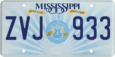 MS license plate ZVJ933