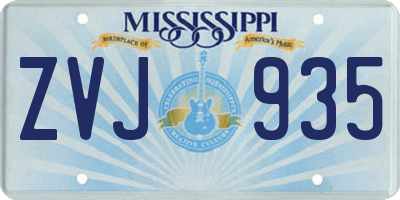 MS license plate ZVJ935