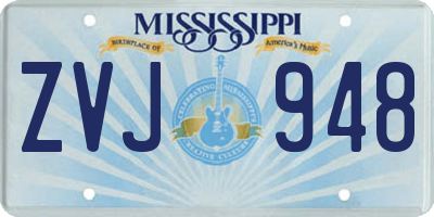 MS license plate ZVJ948