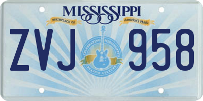MS license plate ZVJ958