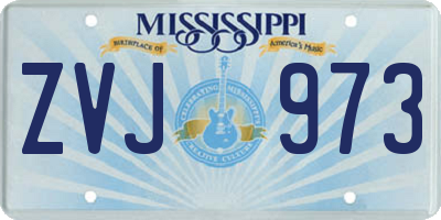 MS license plate ZVJ973