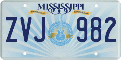 MS license plate ZVJ982