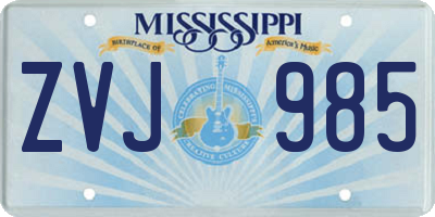MS license plate ZVJ985