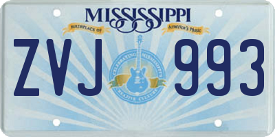 MS license plate ZVJ993