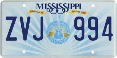 MS license plate ZVJ994
