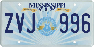 MS license plate ZVJ996