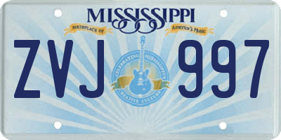 MS license plate ZVJ997