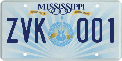 MS license plate ZVK001