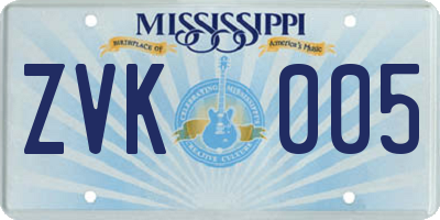 MS license plate ZVK005