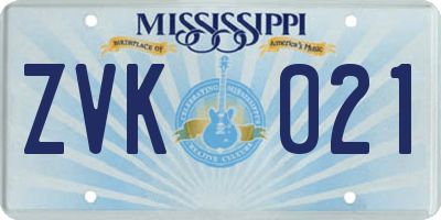 MS license plate ZVK021