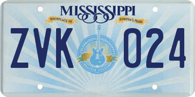 MS license plate ZVK024
