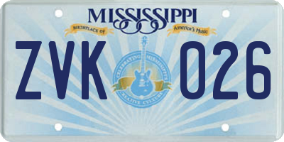 MS license plate ZVK026