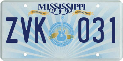 MS license plate ZVK031