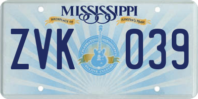 MS license plate ZVK039