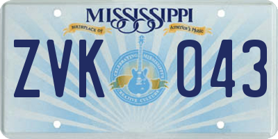 MS license plate ZVK043
