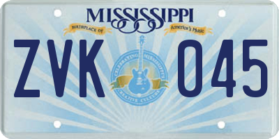 MS license plate ZVK045