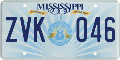 MS license plate ZVK046