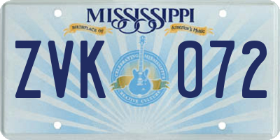 MS license plate ZVK072