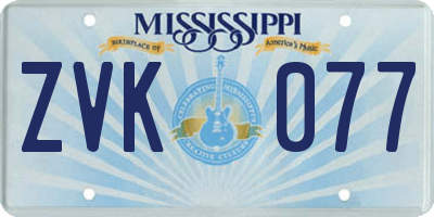 MS license plate ZVK077