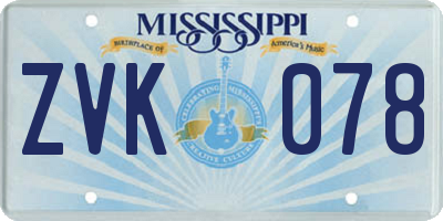 MS license plate ZVK078