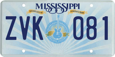 MS license plate ZVK081