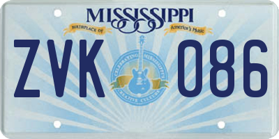MS license plate ZVK086