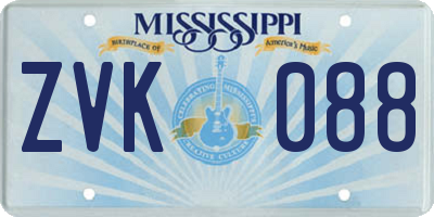MS license plate ZVK088