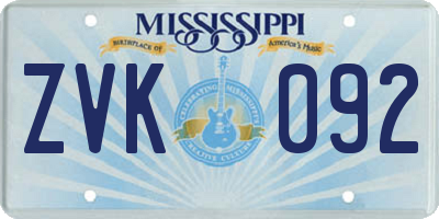 MS license plate ZVK092