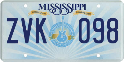 MS license plate ZVK098