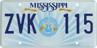 MS license plate ZVK115