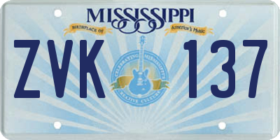 MS license plate ZVK137