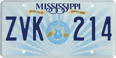 MS license plate ZVK214