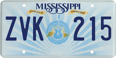 MS license plate ZVK215