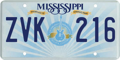 MS license plate ZVK216
