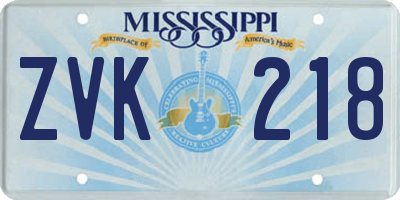 MS license plate ZVK218