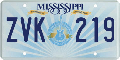 MS license plate ZVK219