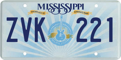 MS license plate ZVK221