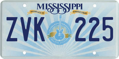 MS license plate ZVK225