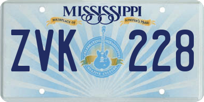 MS license plate ZVK228