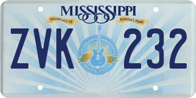 MS license plate ZVK232