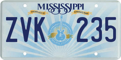 MS license plate ZVK235