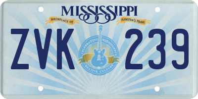MS license plate ZVK239