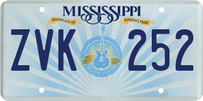 MS license plate ZVK252