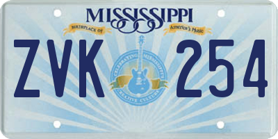 MS license plate ZVK254