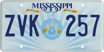 MS license plate ZVK257